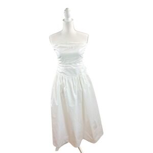 Band Of The Free Medium Strapless White Lined 100% Cotton Maxi Dress